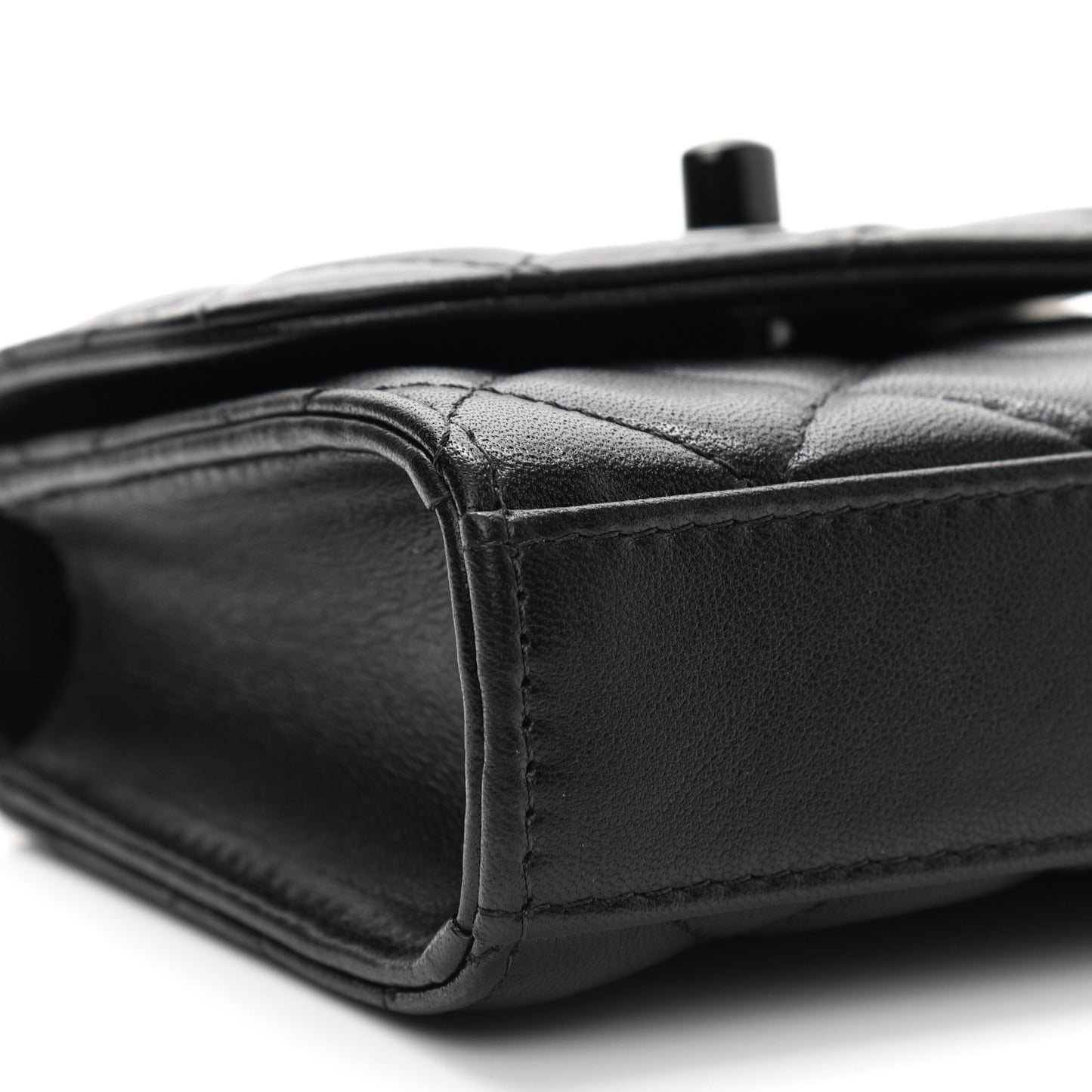 Lambskin Quilted Mini Trendy CC Chain Wallet So Black