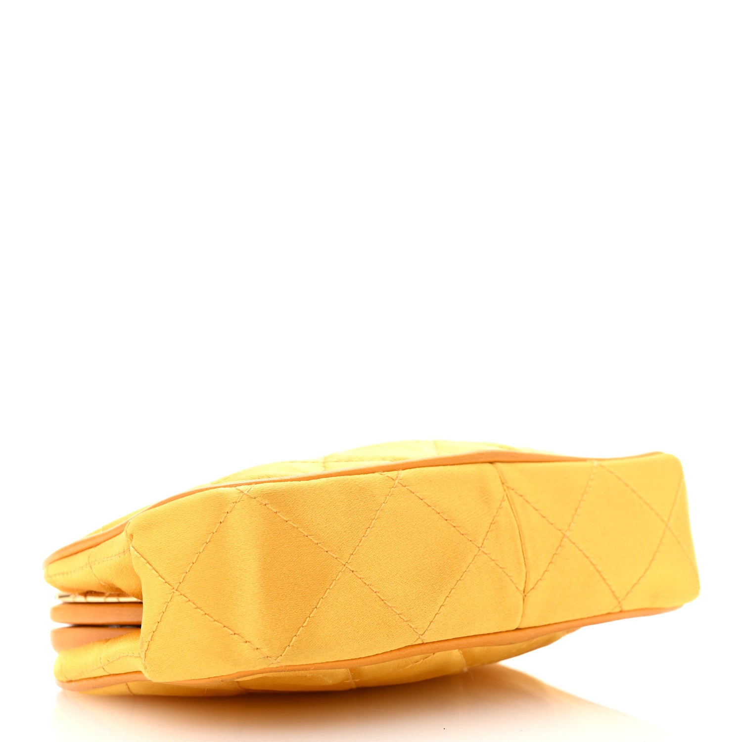 Chanel Satin Quilted CC Kiss Lock Evening Clutch Yellow 4 of 8