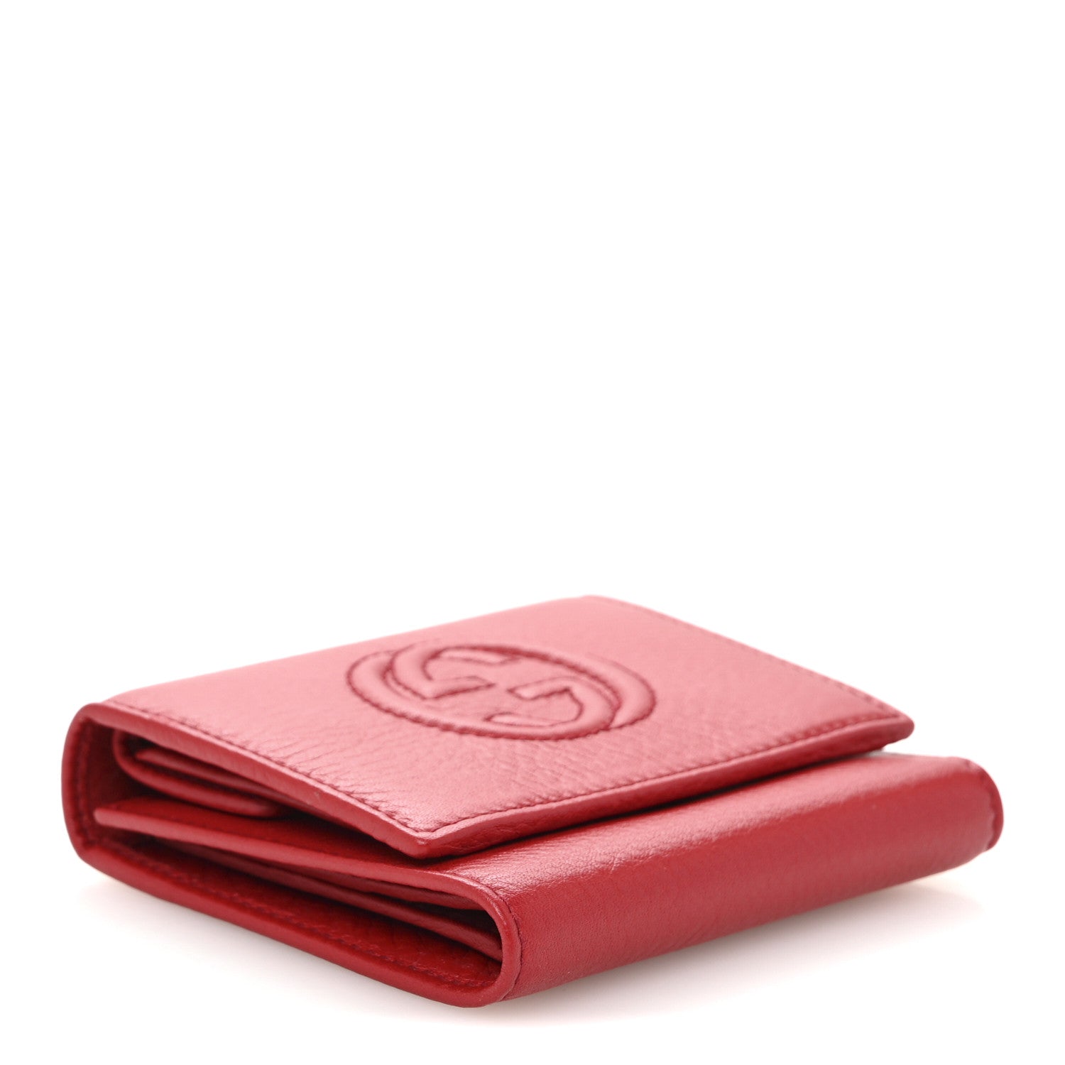 Gucci Pebbled Calfskin Soho Compact Flap Wallet Red 4 of 8