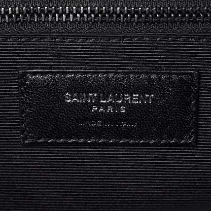 Saint Laurent Grain De Poudre Textured Mixed Matelasse Large Triquilt Monogram Monochrome Satchel Black 7 of 8