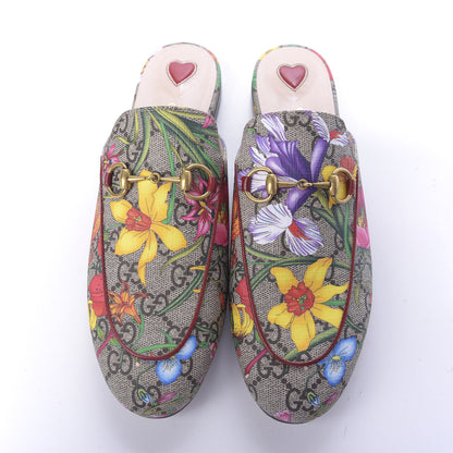Gucci GG Supreme Monogram Flora Womens Princetown Slippers 36.5 Beige Ebony Multicolor Rosso 5 of 9