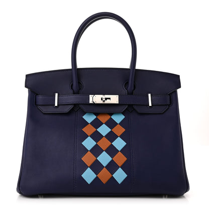 Hermes Swift Epsom Tressage Birkin 30 Bleu Encre Bleu Du Nord Gold 1 of 10