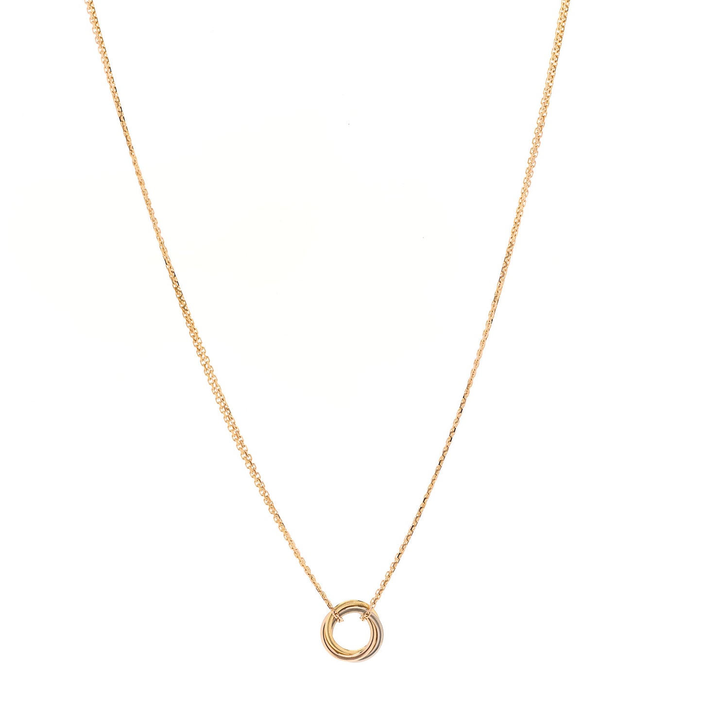 18K Pink Yellow White Gold Trinity Double Chain Pendant Necklace