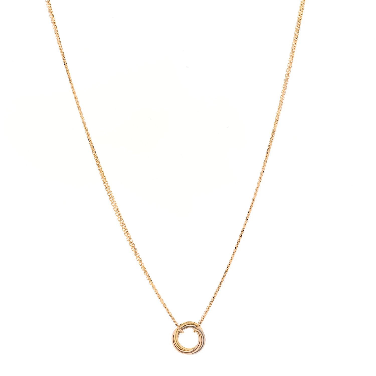 Cartier 18K Pink Yellow White Gold Trinity Double Chain Pendant Necklace 1 of 5