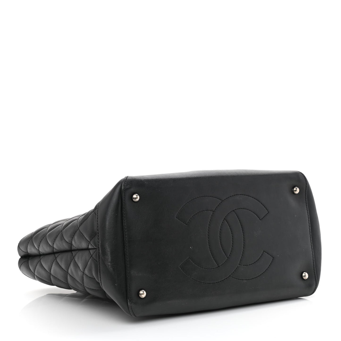 Calfskin Quilted Small Easy Shopping Tote Black