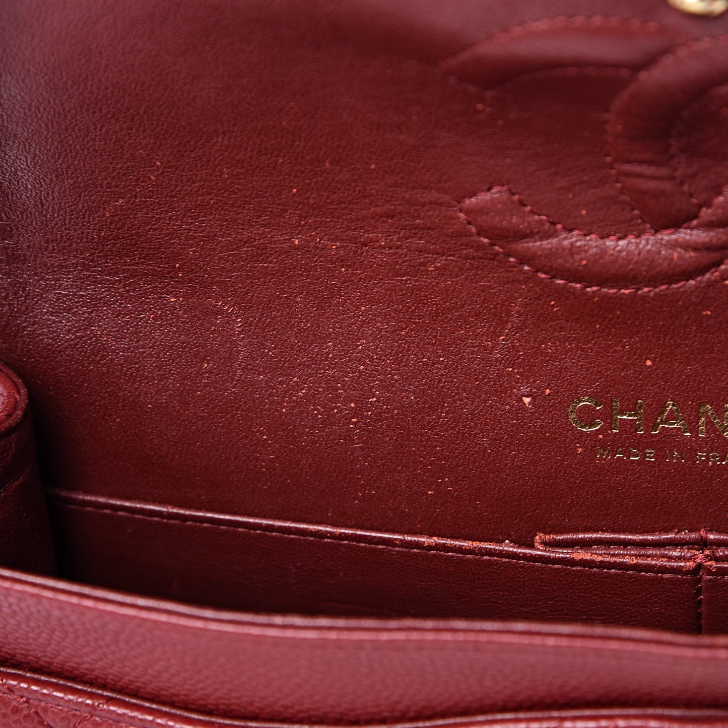 Caviar Quilted Medium Double Flap Red