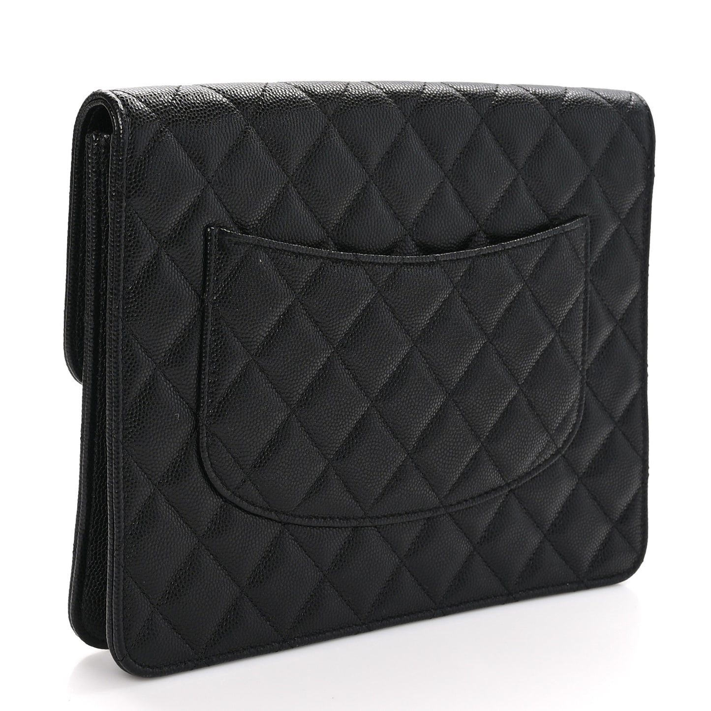 Caviar Quilted Square Flap Clutch Black