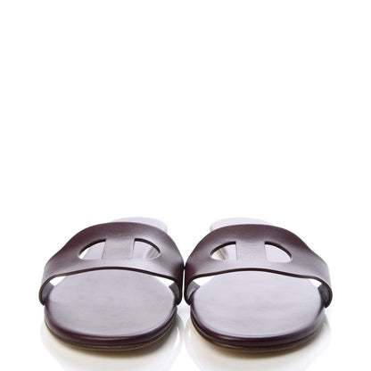 Hermes Calfskin Lisboa Sandals 40.5 Bordeaux 2 of 9
