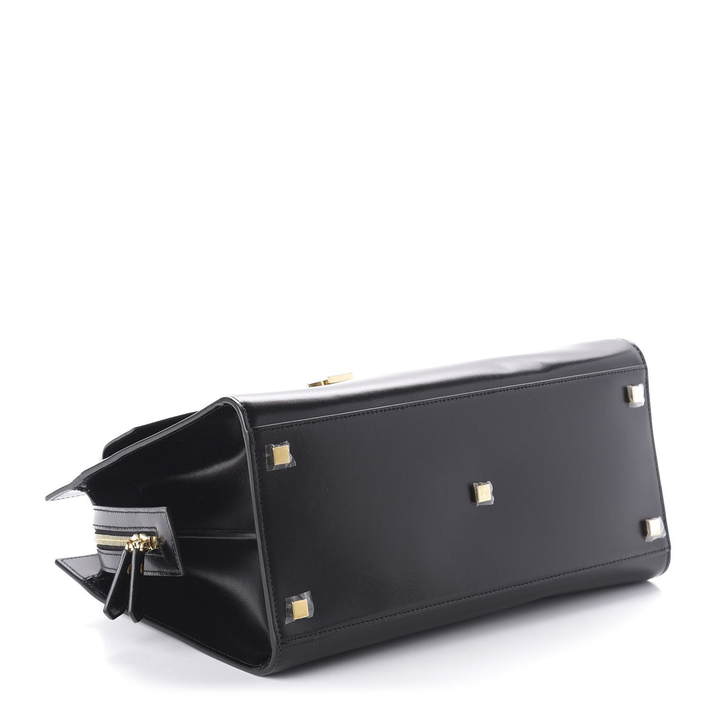 Shiny Calfskin Medium Uptown Tote Black