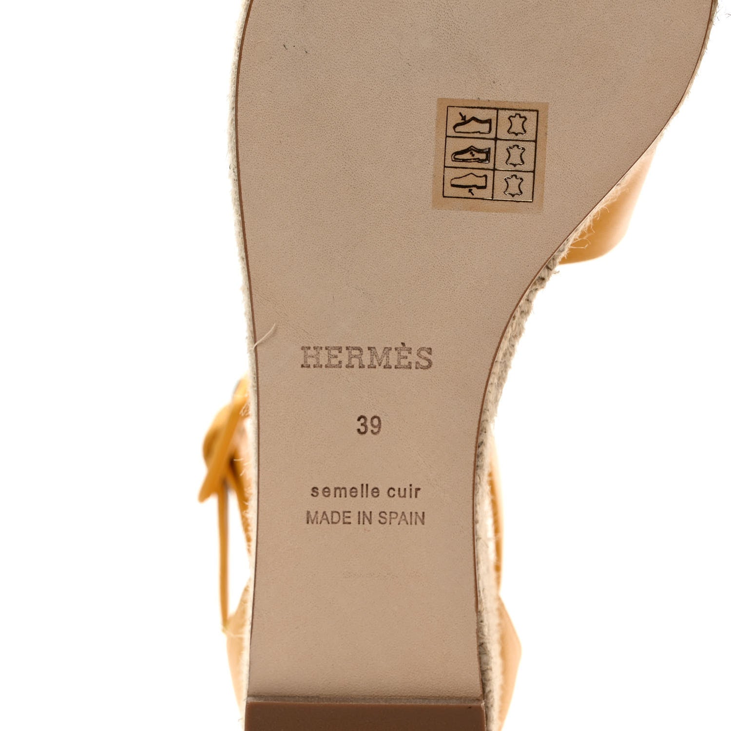 Hermes Goatskin Elda Espadrille Wedge Sandals 39 Jaune Sable 6 of 9