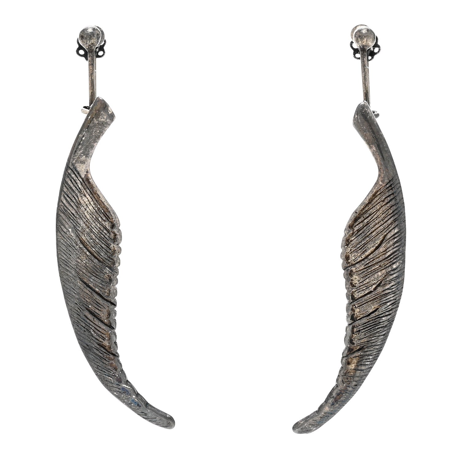 Saint Laurent Feather Earrings Silver 1 of 5