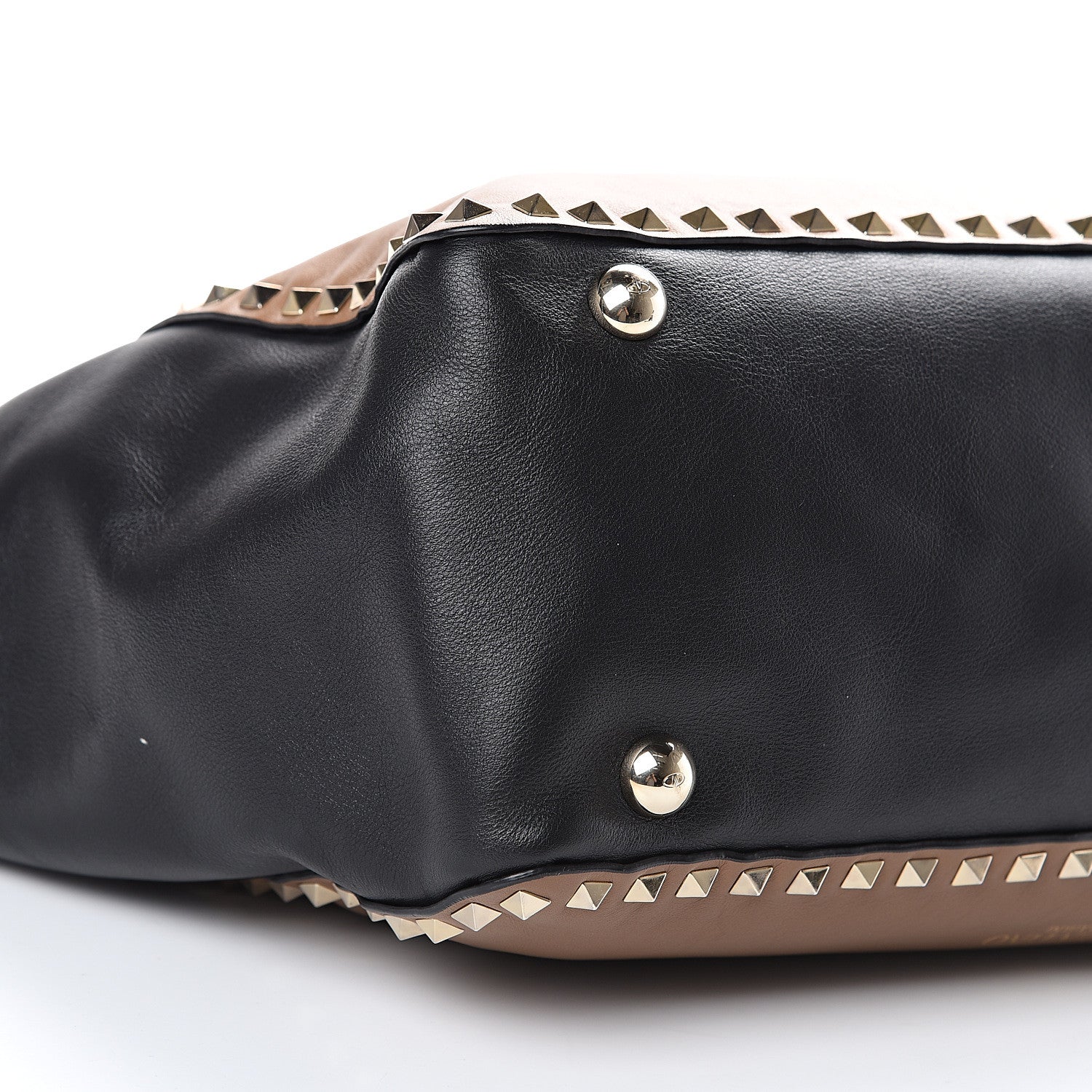 Valentino Garavani Vitello Medium Rockstud Tote Brown Black 8 of 11