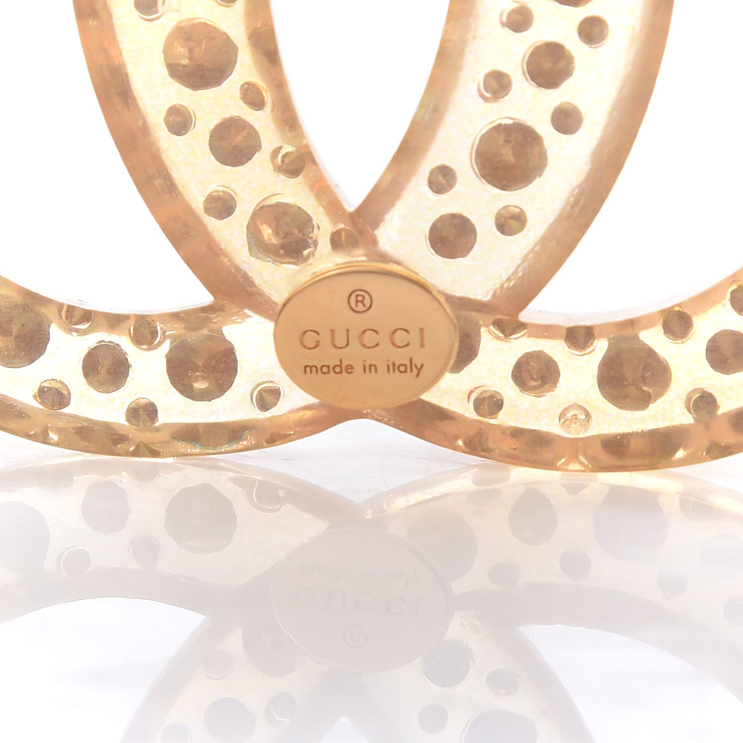 Gucci Resin Crystal GG Brooch Gold 4 of 6