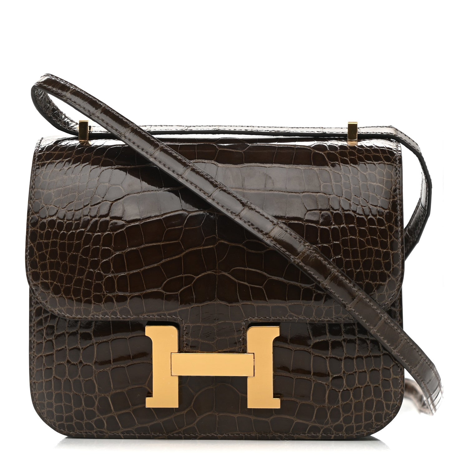 Hermes Shiny Alligator Constance 18 Gris Elephant 1 of 11