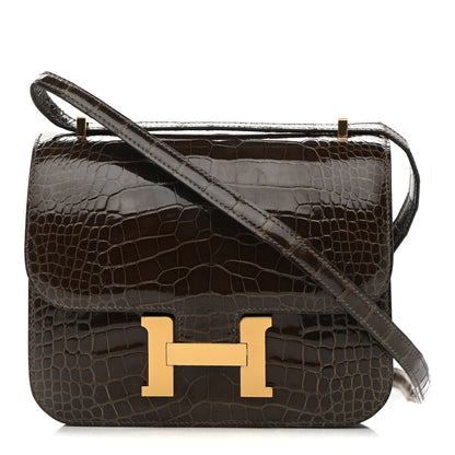 Hermes Shiny Alligator Constance 18 Gris Elephant 1 of 11