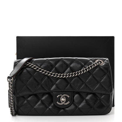 Chanel Glazed Calfskin Quilted Medium Duo Color Flap Black 12 of 12
