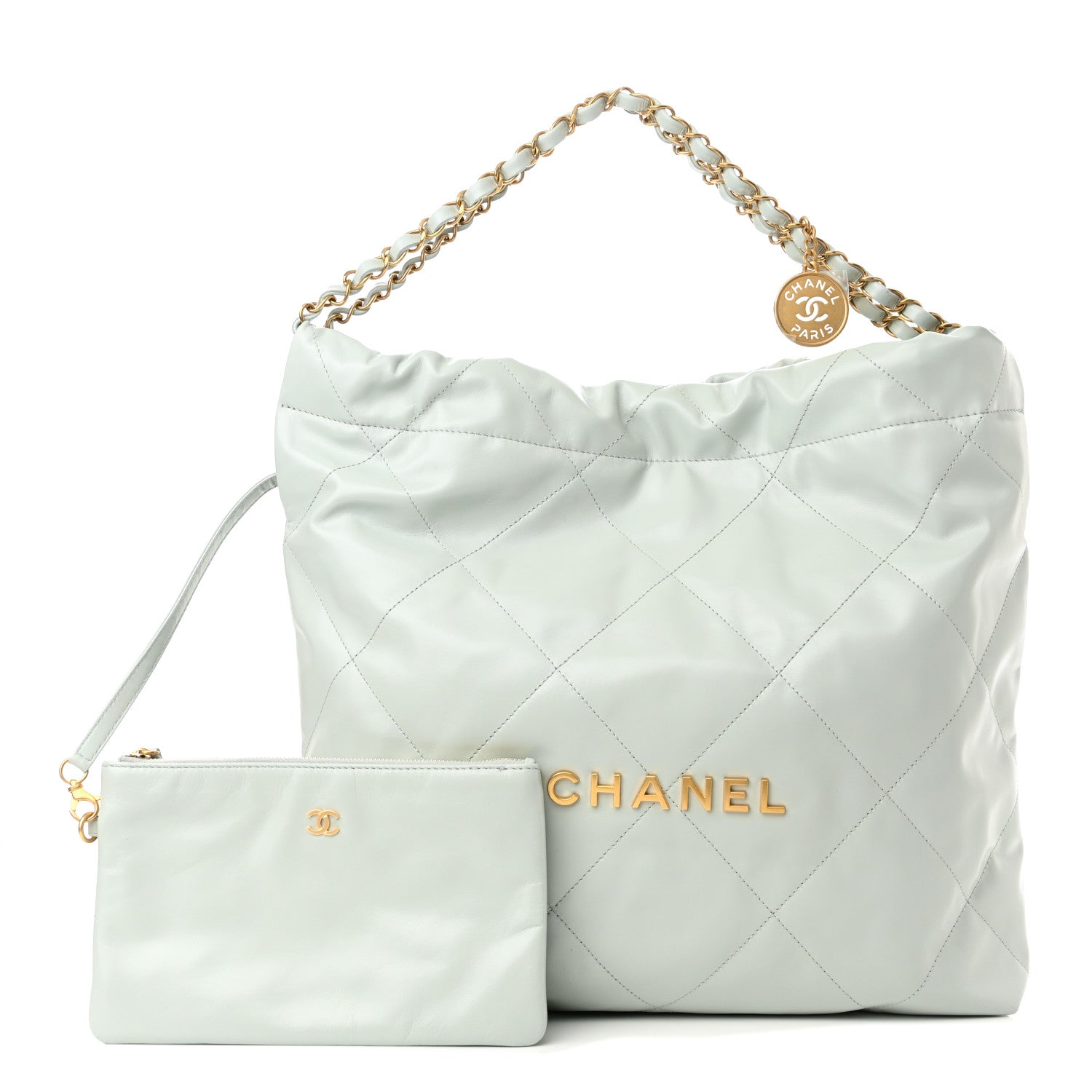 Chanel Shiny Calfskin Quilted Chanel 22 Light Blue 1 of 11