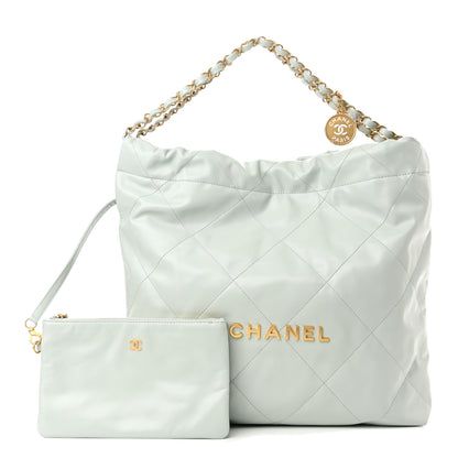 Chanel Shiny Calfskin Quilted Chanel 22 Light Blue 1 of 11