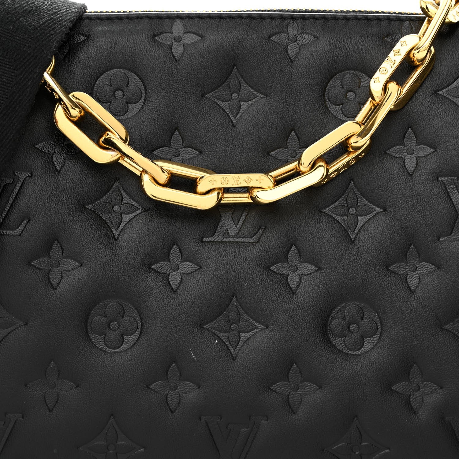 Louis Vuitton Lambskin Embossed Monogram Coussin PM Black 9 of 13