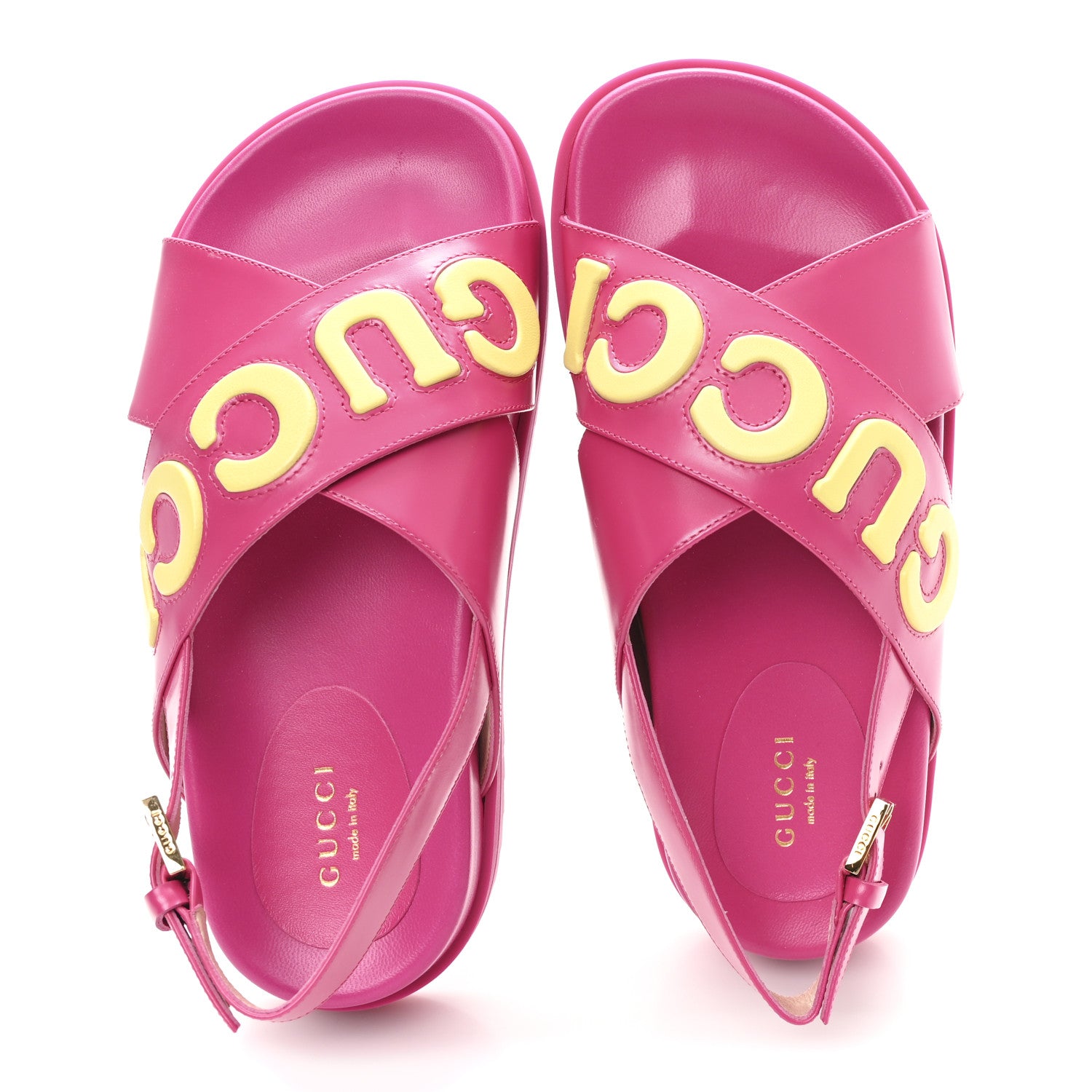 Gucci Calfskin Elizabeth Nappa Charlotte Logo Slingback Sandals 36.5 Fancy Fuchsia 2 of 9