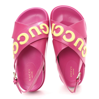 Gucci Calfskin Elizabeth Nappa Charlotte Logo Slingback Sandals 36.5 Fancy Fuchsia 2 of 9