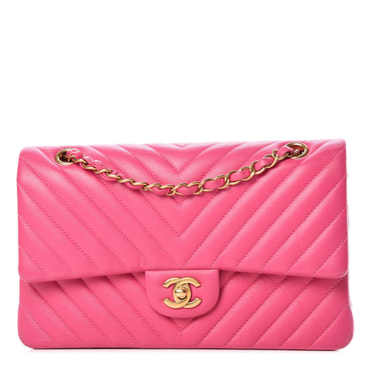 Chanel Lambskin Chevron Quilted Medium Double Flap Pink 1 of 18