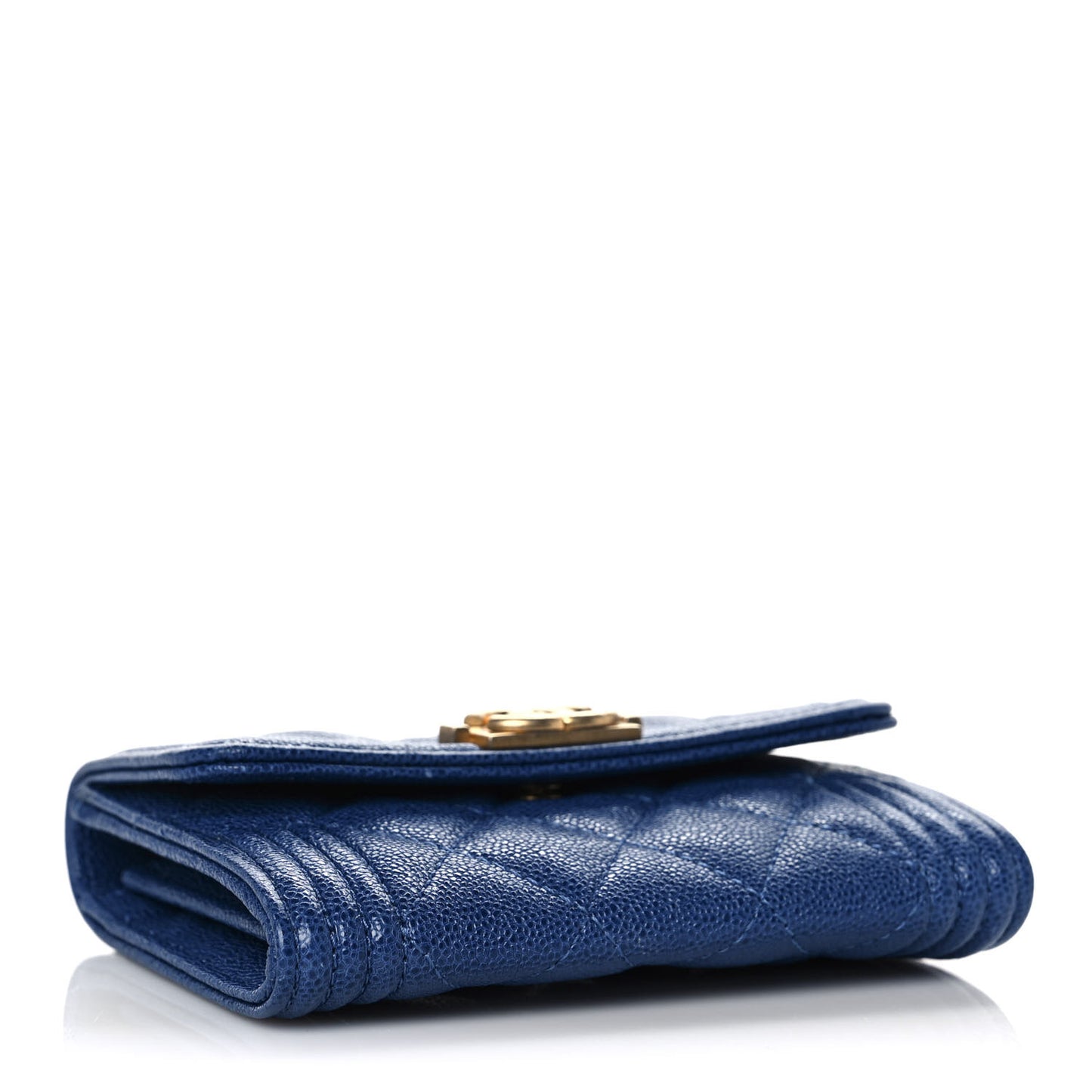 Caviar Quilted Boy Card Holder Wallet Blue
