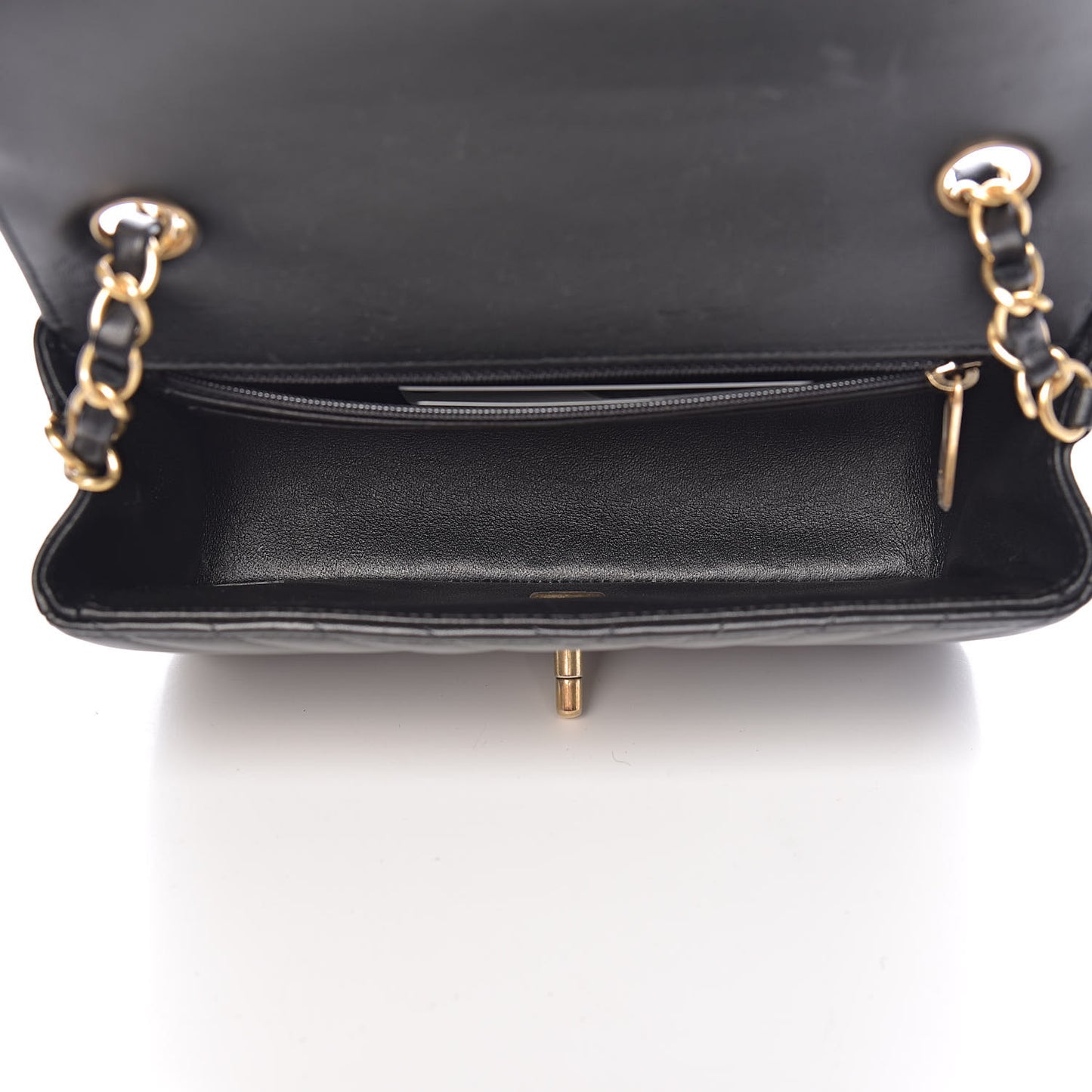Lambskin Chevron Quilted Mini Rectangular Flap Black