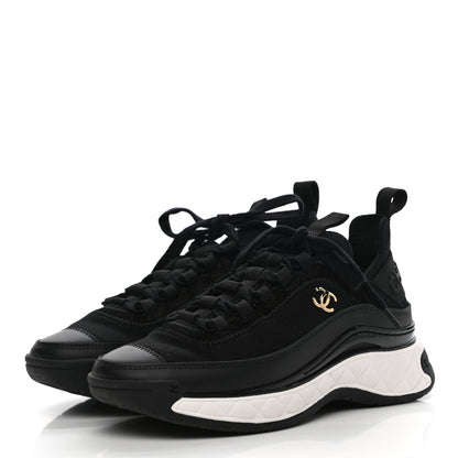 Chanel Velvet Calfskin Mixed Fibers CC Sneakers 35 Black 3 of 10