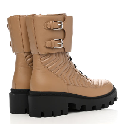 Gucci Nappa Frances GG Matelasse Platform Combat Boots 39.5 Beige 4 of 8