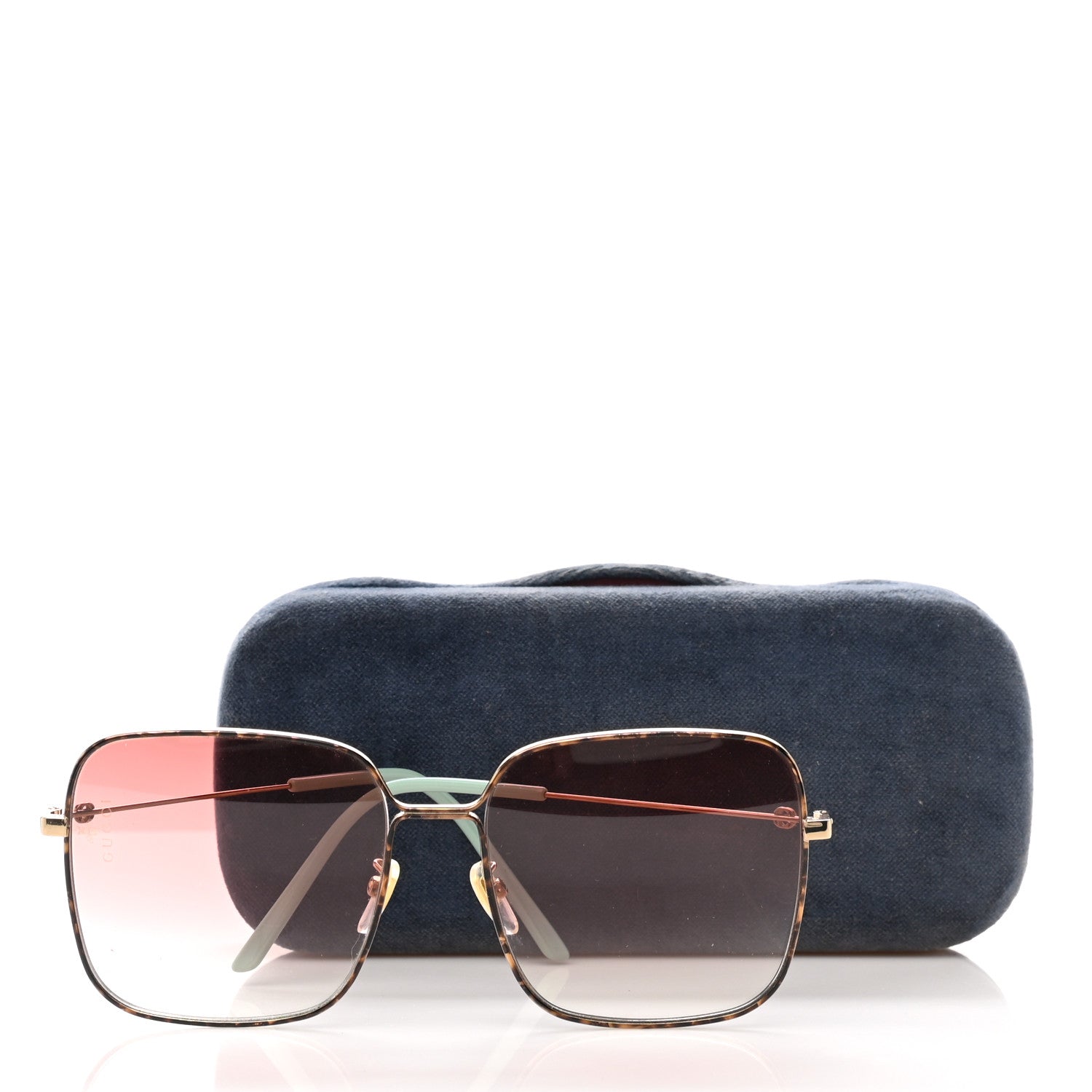 Gucci Metal Square Frame Sunglasses GG0443S Gold Pink 7 of 7