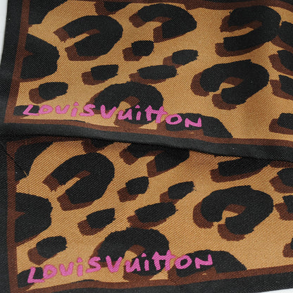 Louis Vuitton Silk Leopard Bandeau Scarf Marron 4 of 6