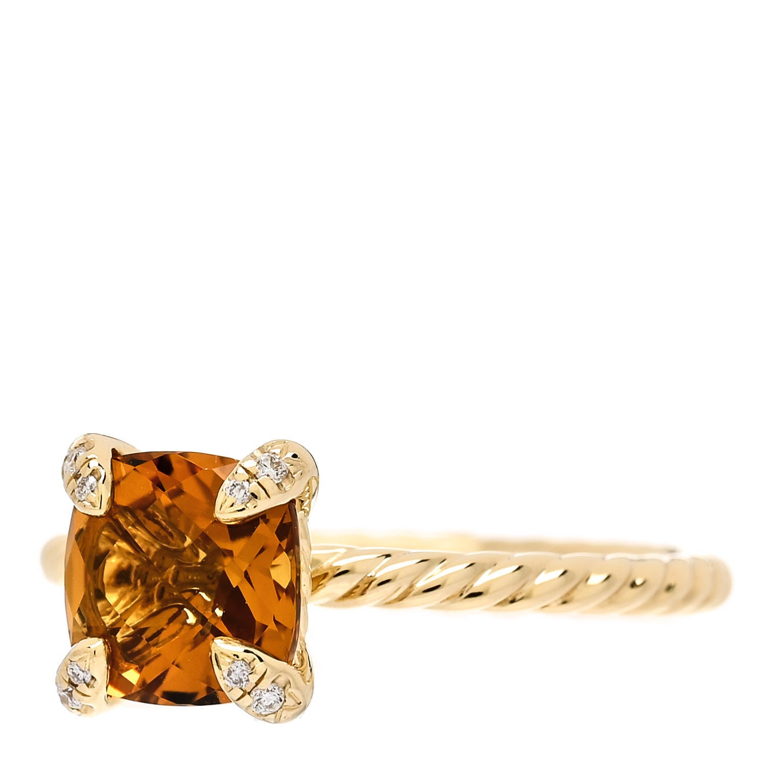 David Yurman 18K Yellow Gold Diamond Citrine 7mm Chatelaine Ring 52 6 3 of 7