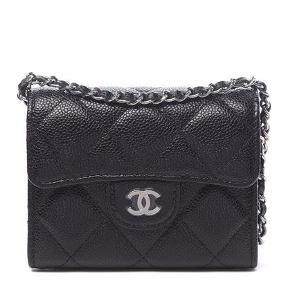 Chanel Caviar Quilted Flap Card Holder On Chain Black 1 of 10