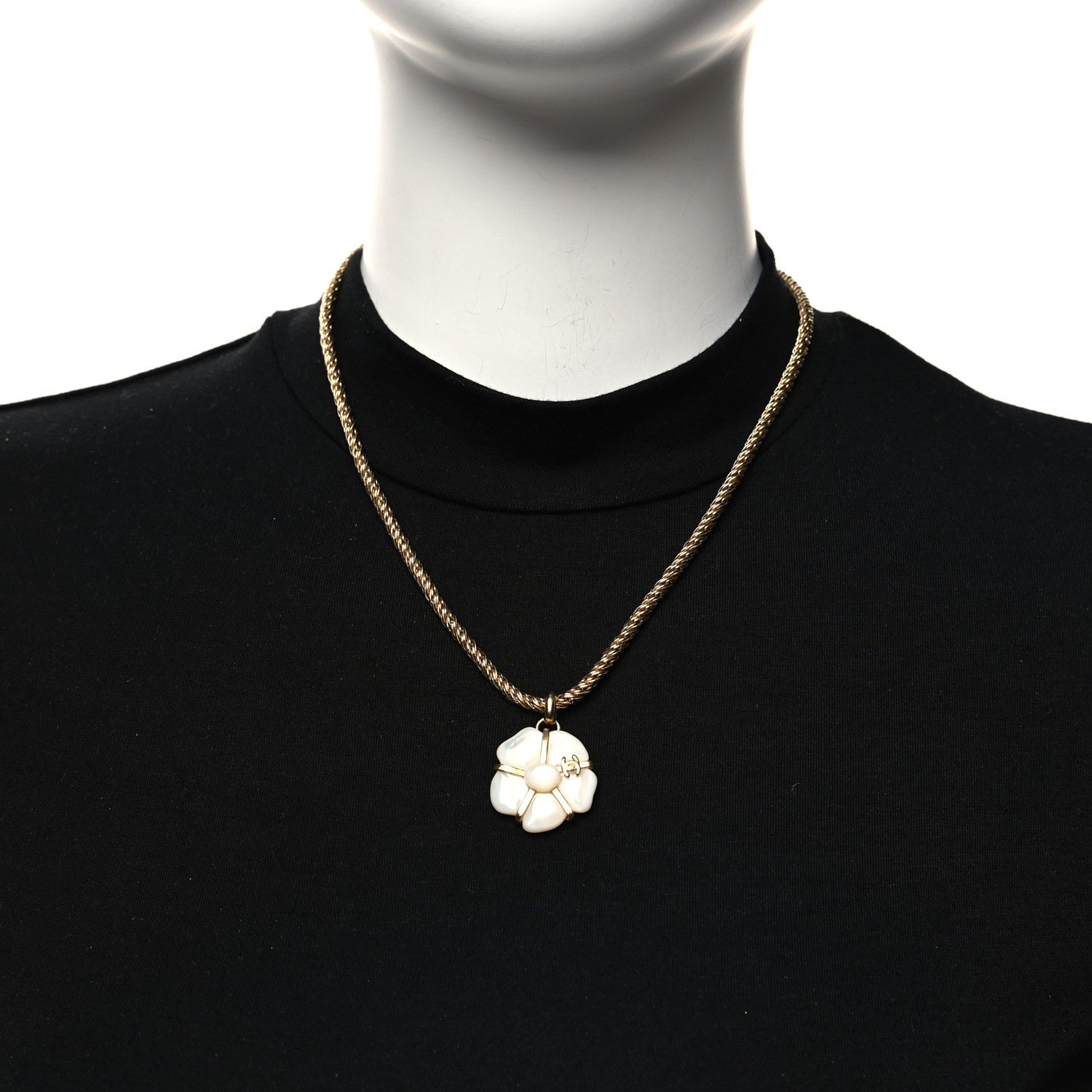 Chanel Pearl CC Camellia Flower Necklace White 2 of 6