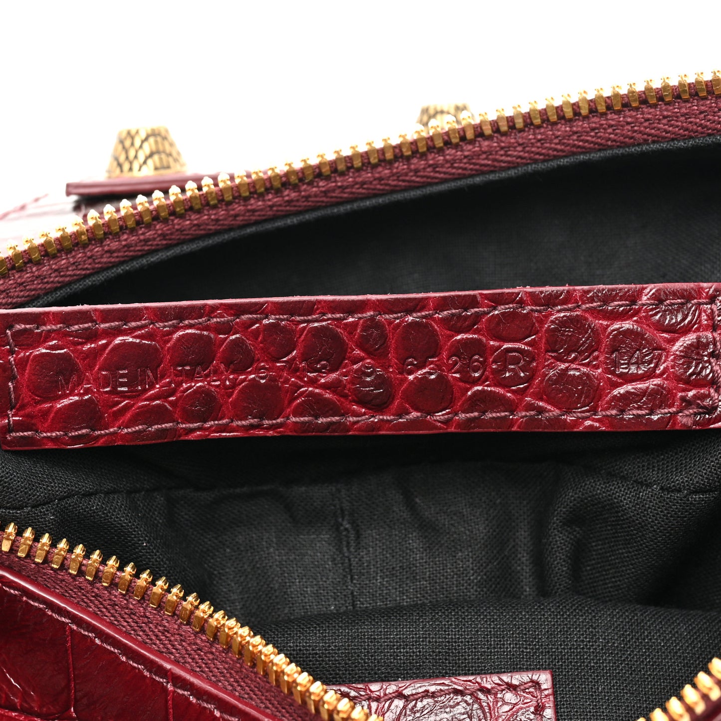 Extra Supple Calfskin Crocodile Embossed Le Cagole Shoulder Bag XS Dark Red