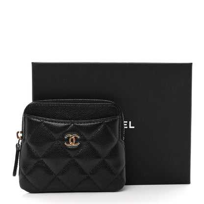 Chanel Caviar Quilted Zip Card Holder Wallet Black 8 of 8