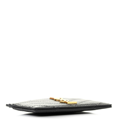Saint Laurent Grain De Poudre Matelasse Chevron Monogram Credit Card Case Storm 4 of 7