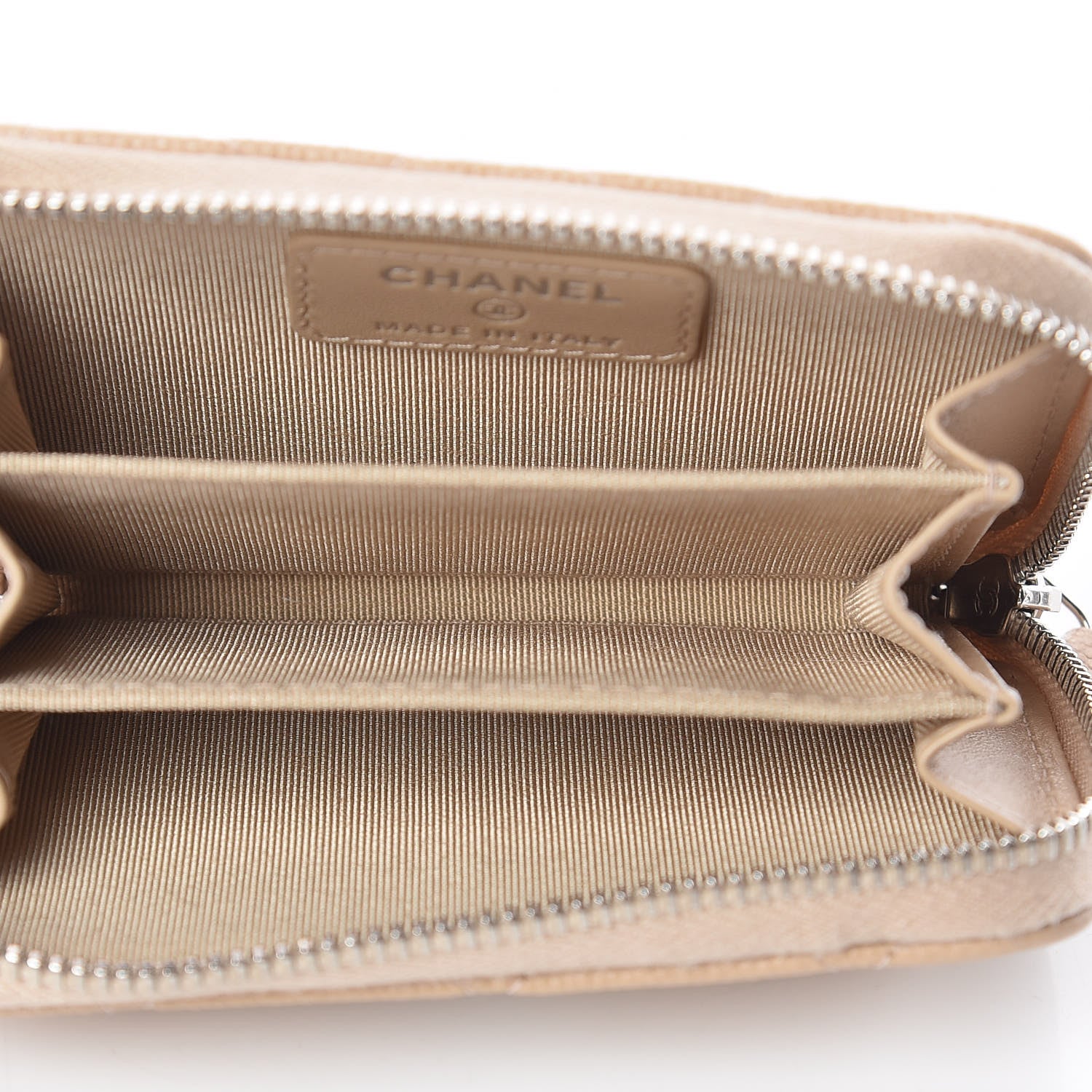 Chanel Caviar Quilted Zip Coin Purse Beige 5 of 8