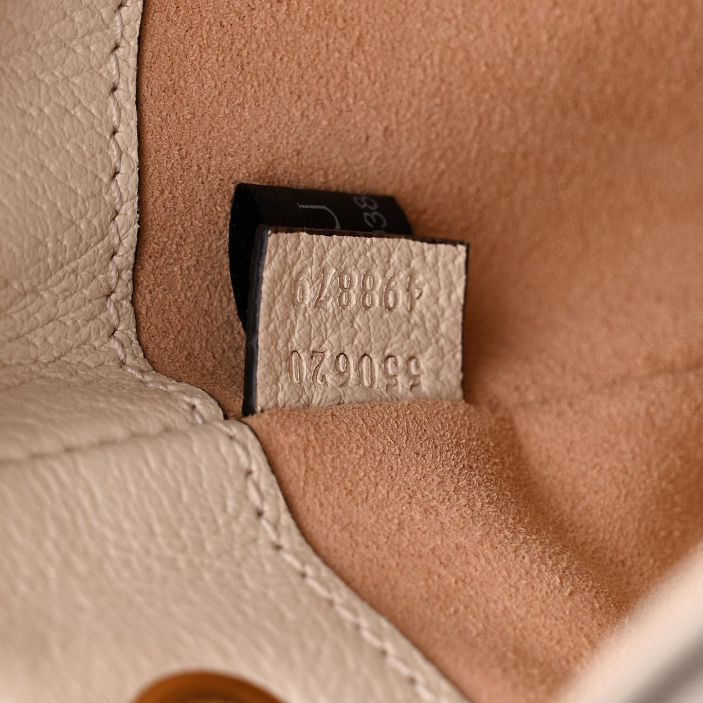 GG Supreme Monogram Textured Calfskin Web Mini Ophidia Bucket Bag Beige Ebony Mystic White