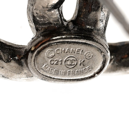 Chanel Ruthenium Crystal CC Earrings 4 of 5