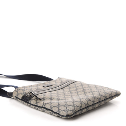 Gucci GG Supreme Monogram Small Flat Side Zip Messenger Bag Beige Blue 3 of 11