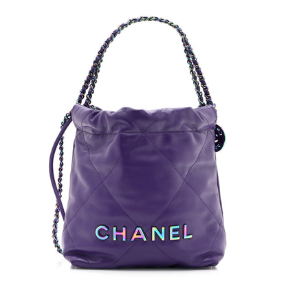 Chanel Shiny Calfskin Quilted Rainbow Mini Chanel 22 Purple 1 of 10