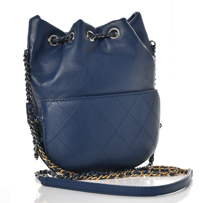 Chanel Calfskin Quilted Small Gabrielle Bucket Dark Blue 3 of 7