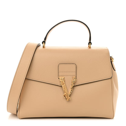 Versace Grainy Calfskin Virtus Top Handle Bag Beige 1 of 8