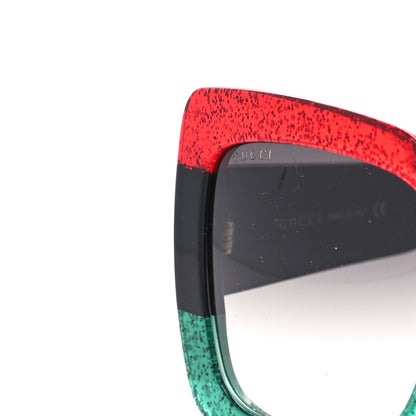 Gucci Acetate Square Frame Sunglasses GG0083S Glitter Red Black Green 7 of 7
