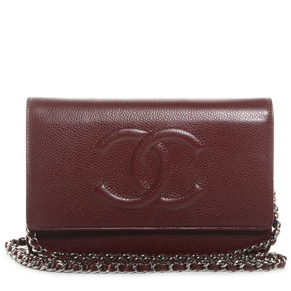 Chanel Caviar Timeless CC Wallet on Chain WOC Dark Red 1 of 8
