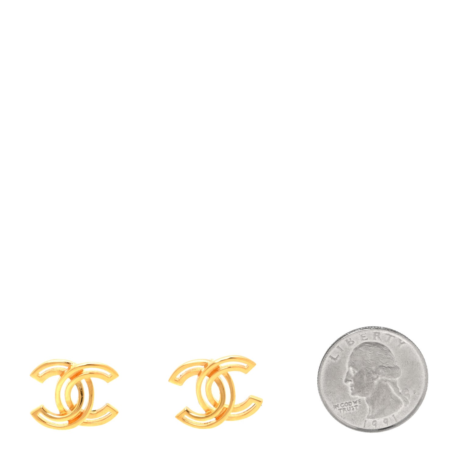 Chanel Metal Obazine CC Earrings Gold 2 of 4