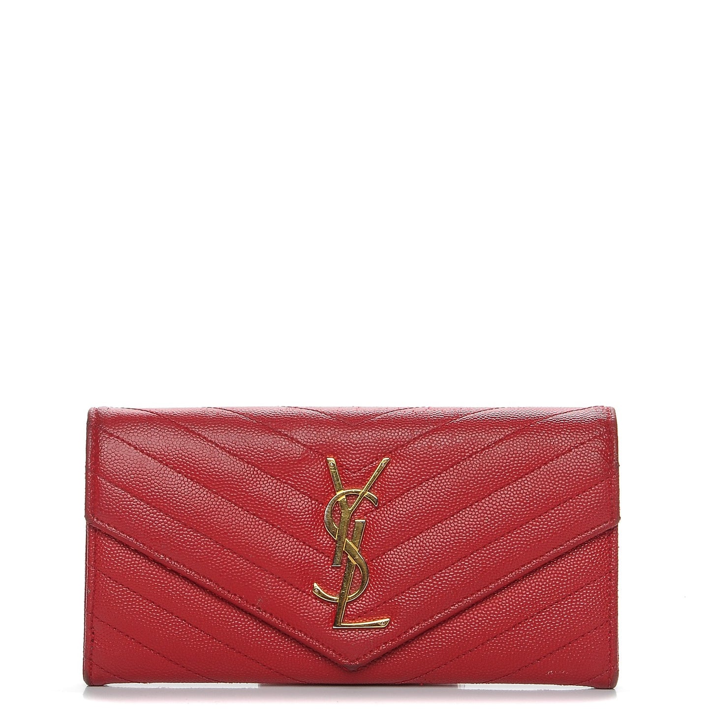 Grain De Poudre Matelasse Chevron Monogram Wallet Lipstick Red