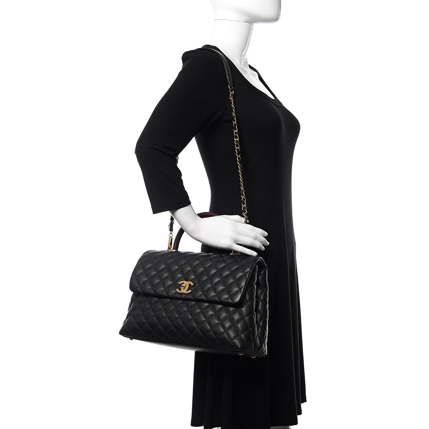 Chanel Caviar Lizard Quilted Medium Coco Handle Flap Black 2 of 11